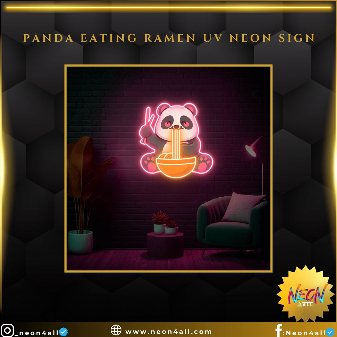 Panda Eating Ramen UV Neon Sign