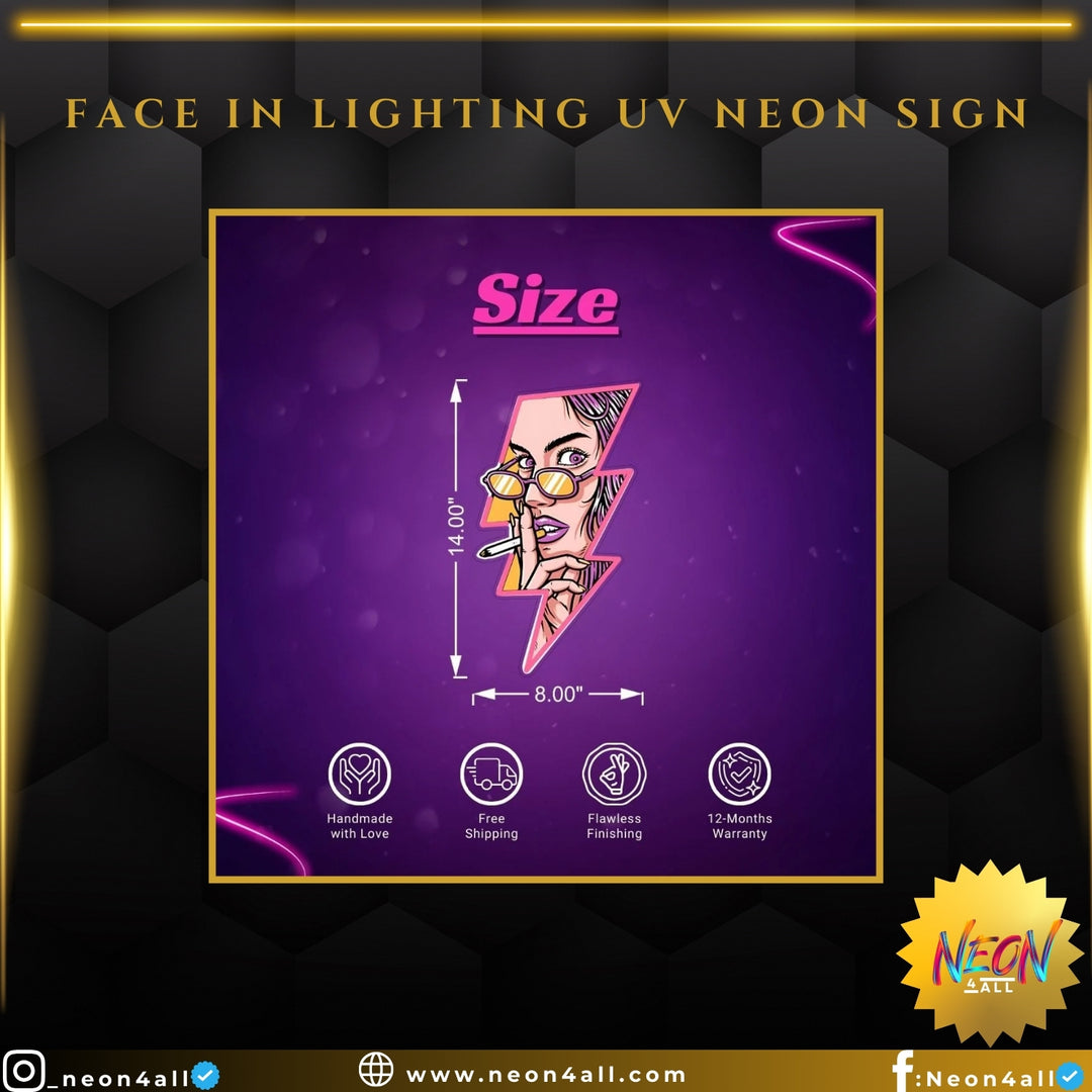 Face in Lighting UV Neon Sign 2