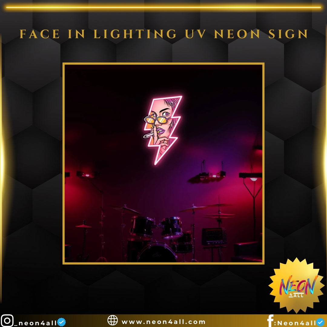 Face in Lighting UV Neon Sign 2